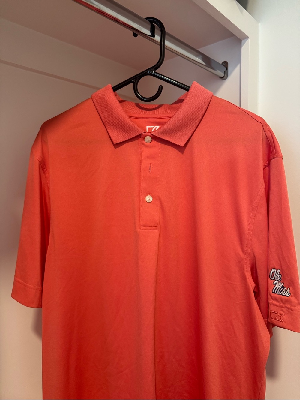 Men's Coral Ole Miss Short Sleeve Polo